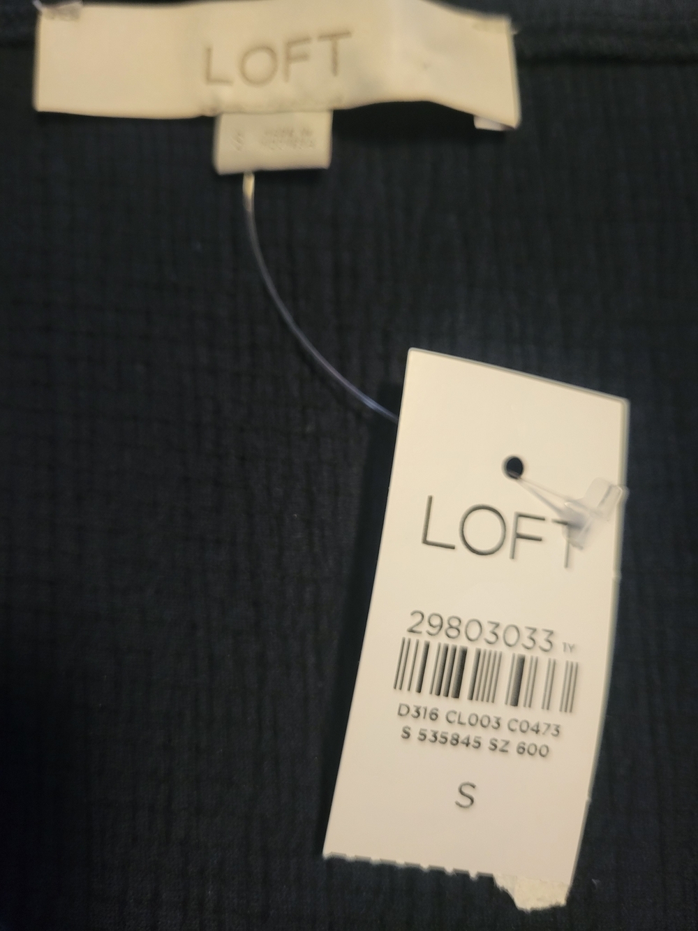 LOFT Navy Ribbed V-Neck Top - Picture 4 of 4